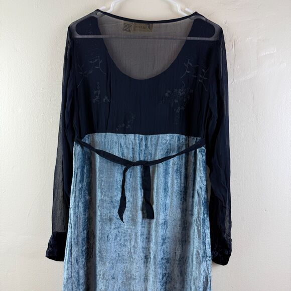 Vintage Nataya Na-Ta-Ya Maxi Dress Blue Forest Fairy Renaissance Embroidered M - Picture 9 of 14